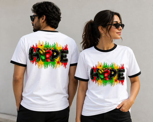 HOPE Graphic Unisex Ringer T-Shirt | Bold Streetwear White Tee | Premium Graphic Print