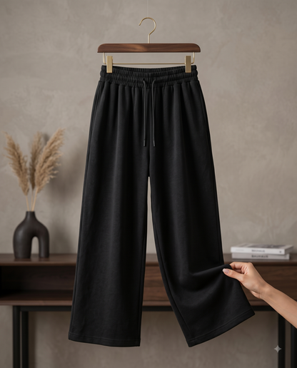 Premium Black Wide-Leg Lounge Pants