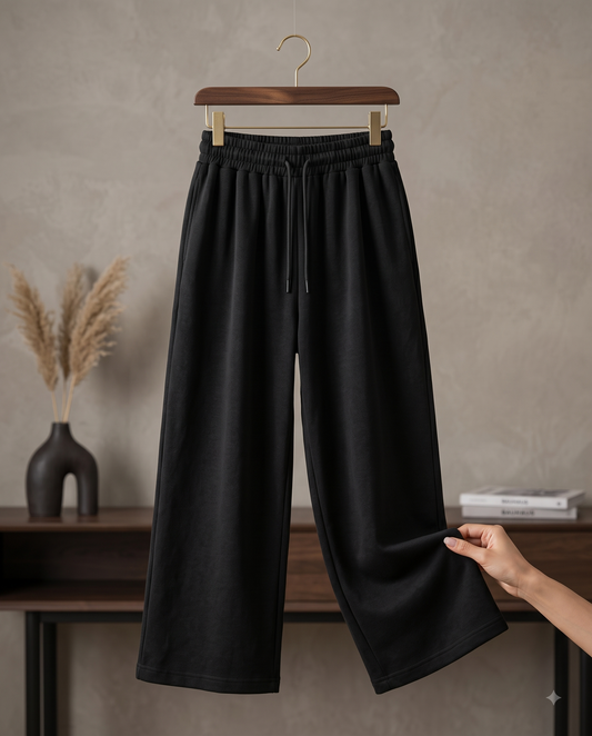 Premium Black Wide-Leg Lounge Pants
