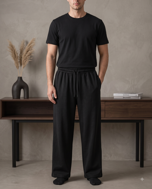 Premium Black Wide-Leg Lounge Pants