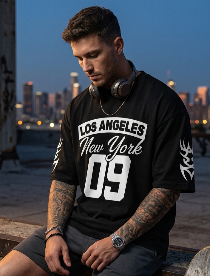 Premium cotton Blend Printed Oversized Tee