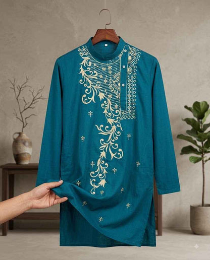 Elegant Embroidered Cotton Kurta