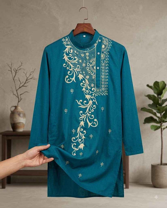 Elegant Embroidered Cotton Kurta
